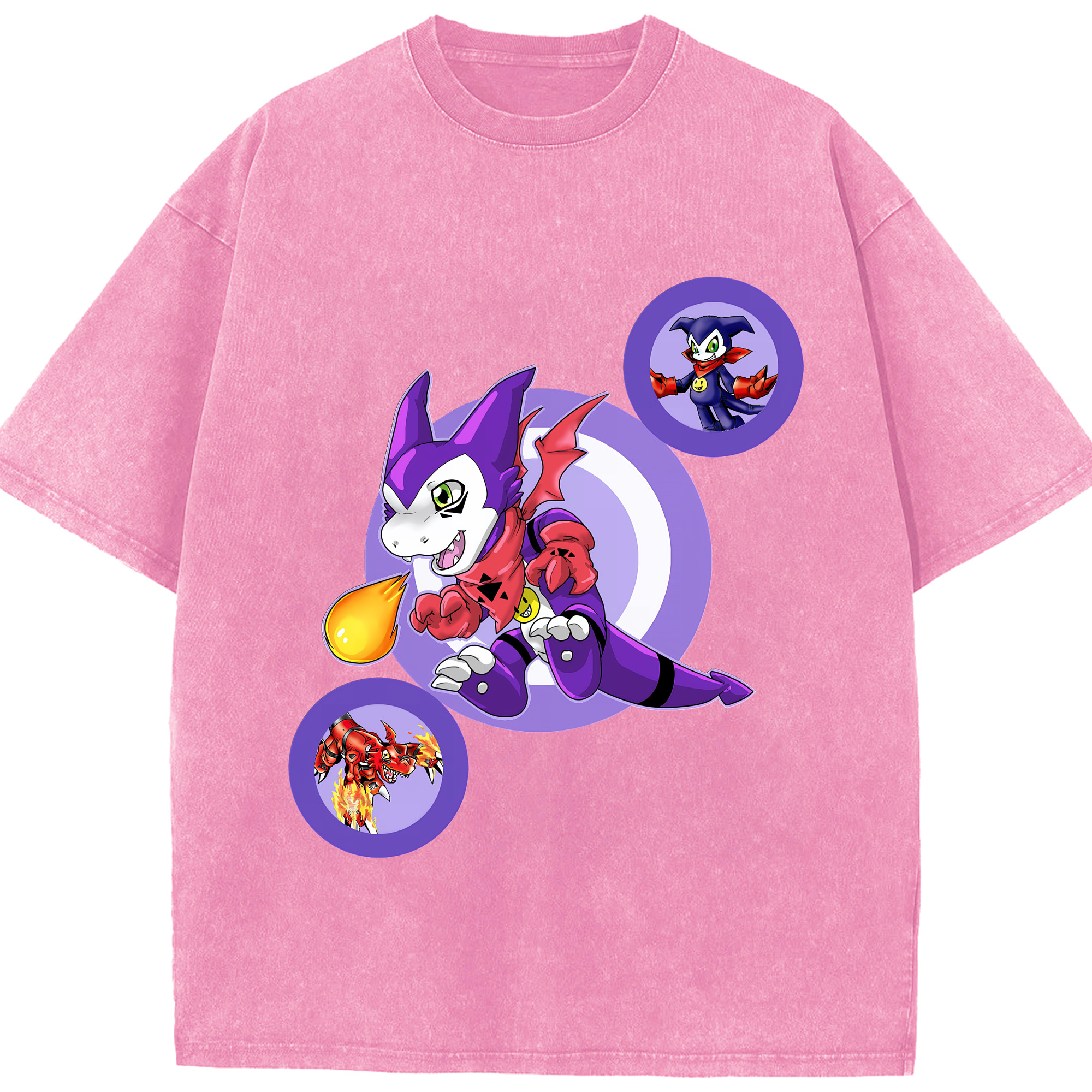 （画像用） Digimon デジタルモンスター/デジモン 綿100% ヴィンテージ風 半袖Tシャツ（フロントプリント）